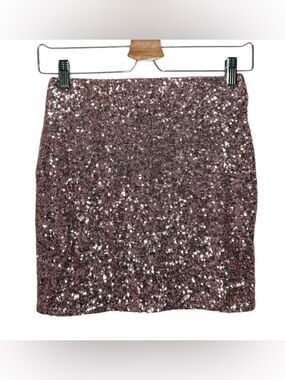 Dress the Population Pink Sequin Party Holiday Fitted Mini Skirt - Small